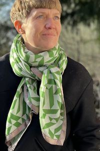 Mind of Line uldtørklæde i grøn og lys blå