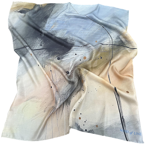 Silketørklæde fra Mind of Line med maleri