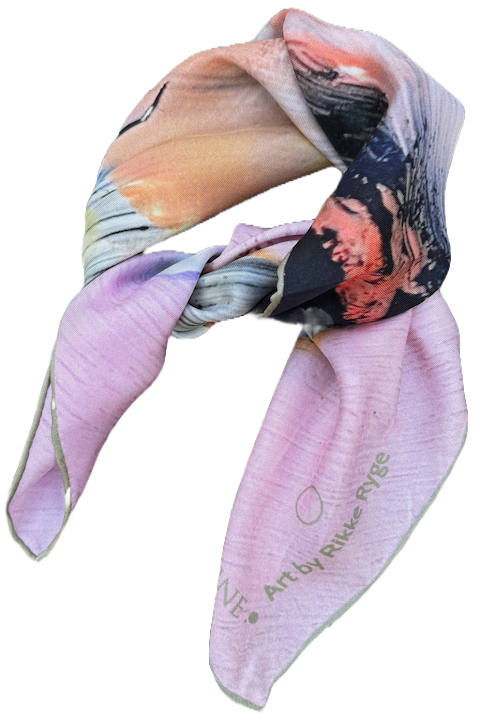 Mind of Line lille silketørklæde med print af Forår fra Rikke Ryge